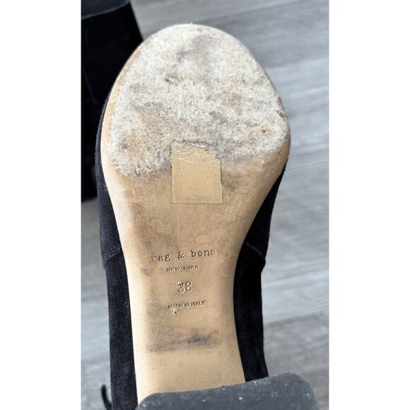 Rag & Bone Black Suede Wrap Booties Size 7.5 Heeled Boots 38 - Picture 7 of 8